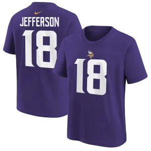 Justin jefferson minnesota vikings nike youth player name number t shirt Purple