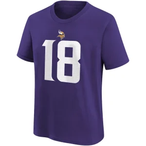 Justin jefferson minnesota vikings nike youth player name number t shirt Purple 56