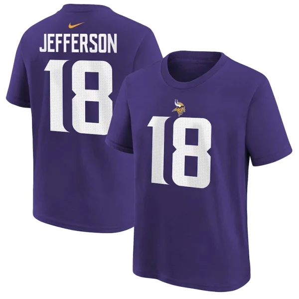 Justin jefferson minnesota vikings nike youth player name number t shirt Purple