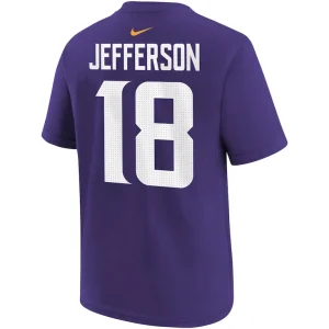 Justin jefferson minnesota vikings nike youth player name number t shirt Purple 7