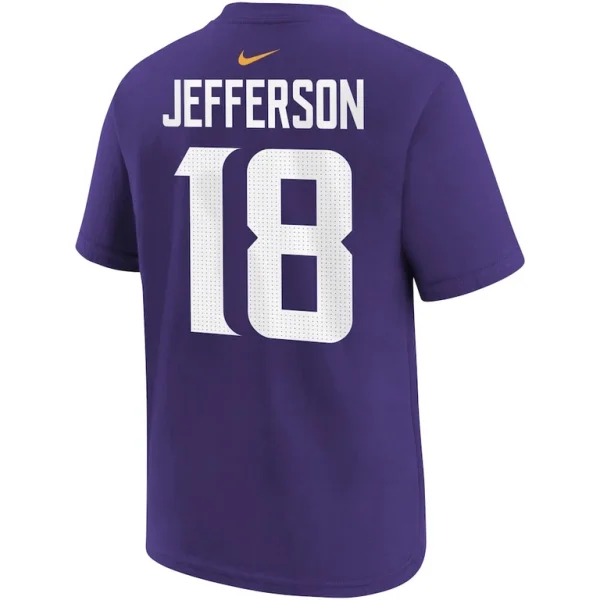 Justin jefferson minnesota vikings nike youth player name number t shirt Purple 7