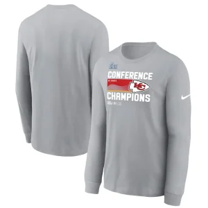 Kansas city chiefs nike 2022 afc champions locker room trophy collection long sleeve t shirt Gray