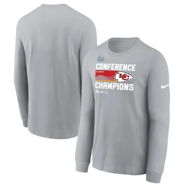 Kansas city chiefs nike 2022 afc champions locker room trophy collection long sleeve t shirt Gray