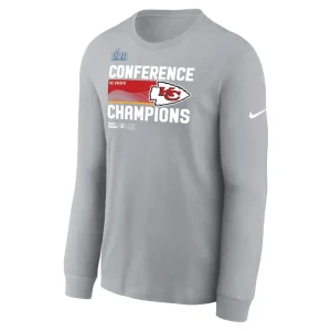 Kansas city chiefs nike 2022 afc champions locker room trophy collection long sleeve t shirt Gray M