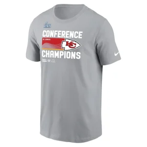 Kansas city chiefs nike 2022 afc champions locker room trophy collection t shirt Gray M