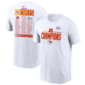 Kansas city chiefs nike 2022 afc champions roster t shirt White