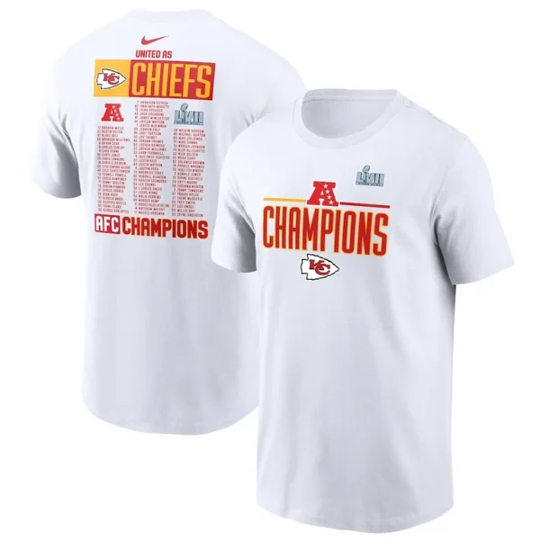 Kansas city chiefs nike 2022 afc champions roster t shirt White