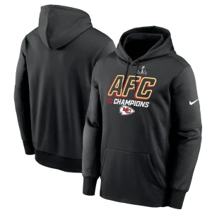 Kansas city chiefs nike 2023 afc champions iconic pullover hoodie – black Multi