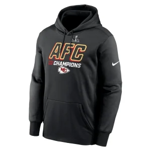 Kansas city chiefs nike 2023 afc champions iconic pullover hoodie – black Multi M