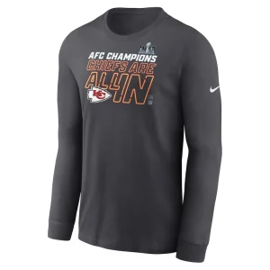 Kansas city chiefs nike 2023 afc champions locker room trophy collection long sleeve t shirt anthracite Multi M