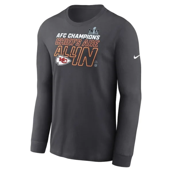 Kansas city chiefs nike 2023 afc champions locker room trophy collection long sleeve t shirt anthracite Multi M