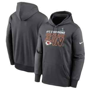 Kansas city chiefs nike 2023 afc champions locker room trophy collection pullover hoodie – anthracite Multi