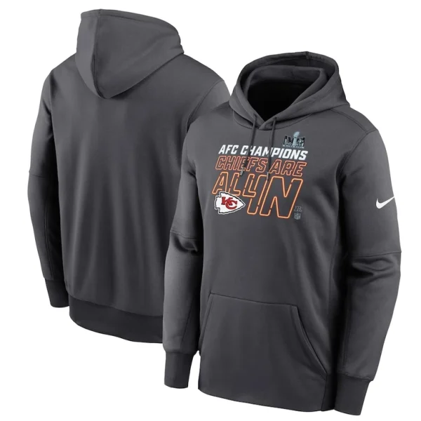 Kansas city chiefs nike 2023 afc champions locker room trophy collection pullover hoodie – anthracite Multi