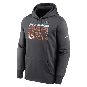 Kansas city chiefs nike 2023 afc champions locker room trophy collection pullover hoodie – anthracite Multi M