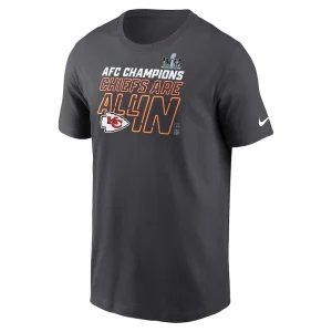 Kansas city chiefs nike 2023 afc champions locker room trophy collection tall t shirt anthracite Multi 2XT