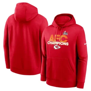 Kansas city chiefs nike 2024 afc champions fleece pullover hoodie Red