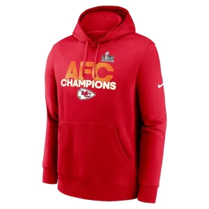 Kansas city chiefs nike 2024 afc champions fleece pullover hoodie Red M