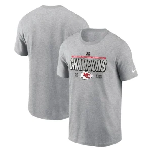 Kansas city chiefs nike 2024 afc champions locker room trophy collection extended sizes t shirt Heather gray