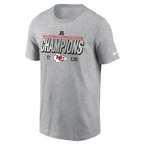 Kansas city chiefs nike 2024 afc champions locker room trophy collection extended sizes t shirt Heather gray 4XL
