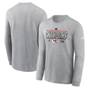 Kansas city chiefs nike 2024 afc champions locker room trophy collection long sleeve t shirt Heather gray