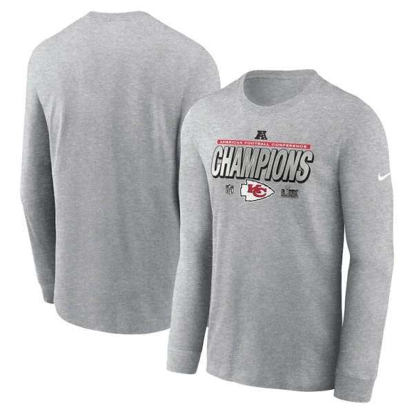 Kansas city chiefs nike 2024 afc champions locker room trophy collection long sleeve t shirt Heather gray