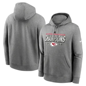 Kansas city chiefs nike 2024 afc champions locker room trophy collection pullover hoodie Heather gray