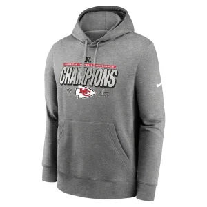 Kansas city chiefs nike 2024 afc champions locker room trophy collection pullover hoodie Heather gray M