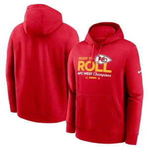 Kansas city chiefs nike 2024 afc west division champions locker room trophy collection pullover hoodie Red