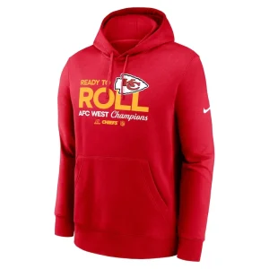Kansas city chiefs nike 2024 afc west division champions locker room trophy collection pullover hoodie Red M
