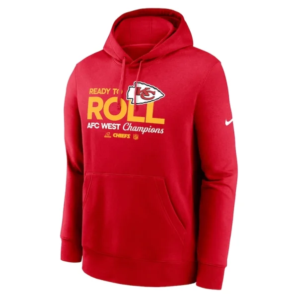 Kansas city chiefs nike 2024 afc west division champions locker room trophy collection pullover hoodie Red M