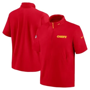 Kansas city chiefs nike 2024 sideline coach short sleeve half zip hoodie jacket Red