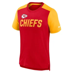 Kansas city chiefs nike color block team name t shirt Heathered redheathered gold M