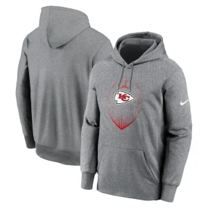 Kansas city chiefs nike icon performance pullover hoodie Heather gray