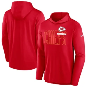 Kansas city chiefs nike lightweight performance hooded long sleeve t shirt Red