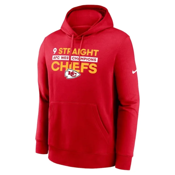 Kansas city chiefs nike nine straight afc west division champions club pullover hoodie Red M