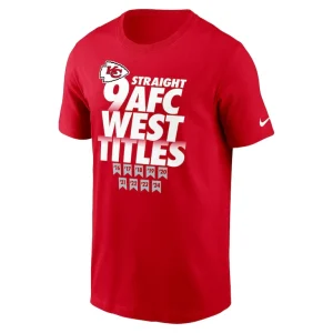 Kansas city chiefs nike nine straight afc west division champions our time is now t shirt Red M
