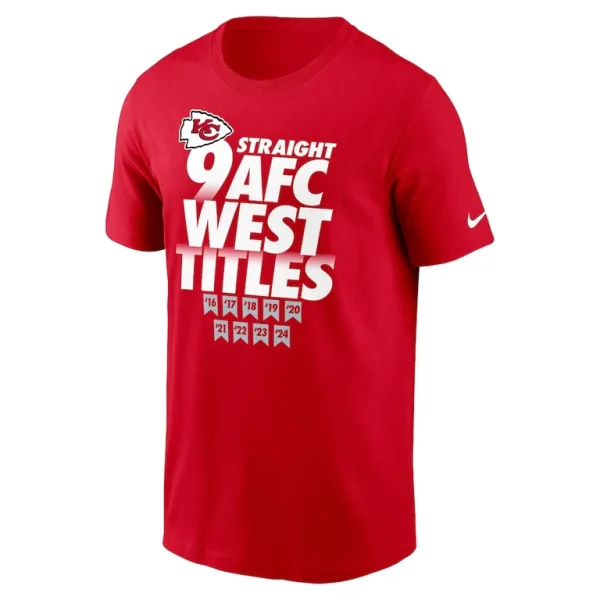 Kansas city chiefs nike nine straight afc west division champions our time is now t shirt Red M