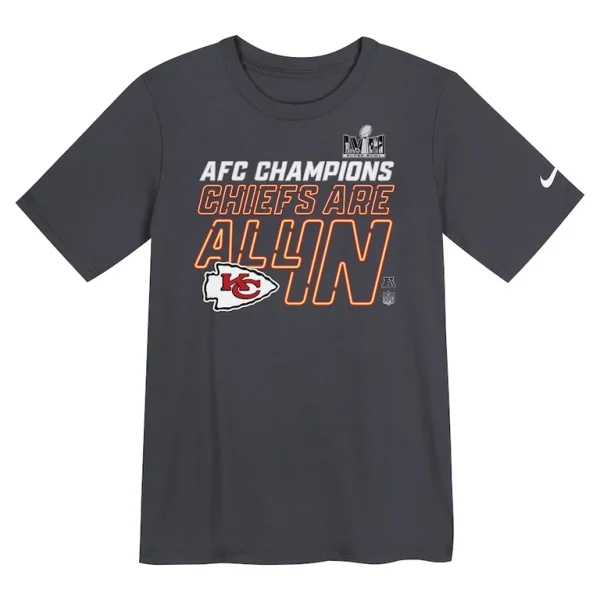 Kansas city chiefs nike preschool 2023 afc champions locker room trophy collection t shirt anthracite Multi 56
