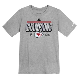 Kansas city chiefs nike preschool 2024 afc champions locker room trophy collection t shirt Heather gray 56