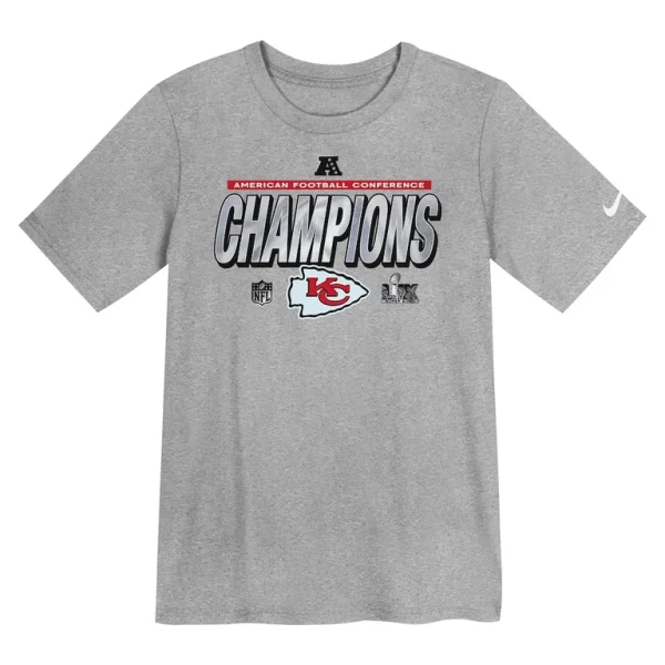 Kansas city chiefs nike preschool 2024 afc champions locker room trophy collection t shirt Heather gray 56
