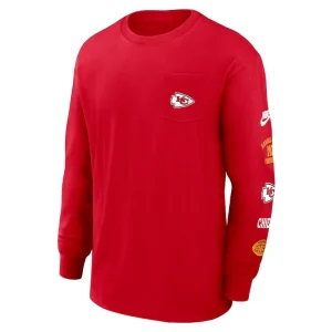 Kansas city chiefs nike rewind heavy max 90 pocket long sleeve t shirt Red M