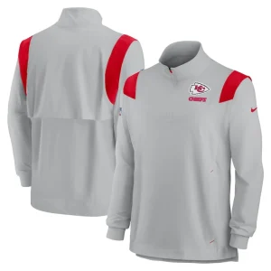 Kansas city chiefs nike sideline coach chevron lockup quarter zip long sleeve top Gray