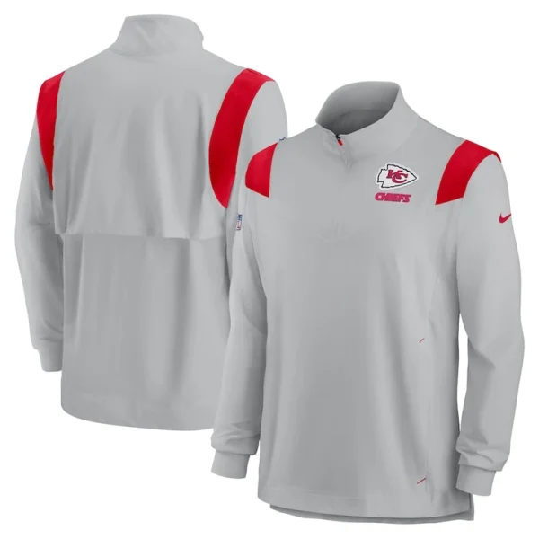 Kansas city chiefs nike sideline coach chevron lockup quarter zip long sleeve top Gray