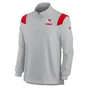 Kansas city chiefs nike sideline coach chevron lockup quarter zip long sleeve top Gray M