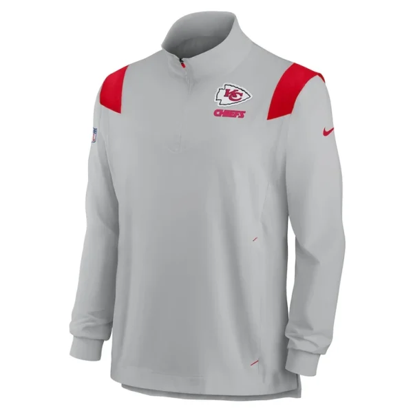 Kansas city chiefs nike sideline coach chevron lockup quarter zip long sleeve top Gray M