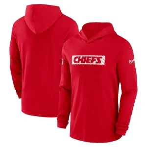 Kansas city chiefs nike sideline hoodie performance long sleeve t shirt Red