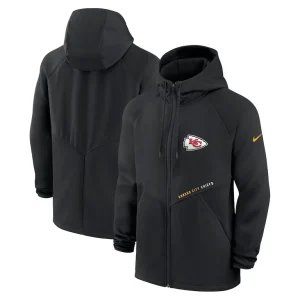 Kansas city chiefs nike spacer raglan performance full zip hoodie Black