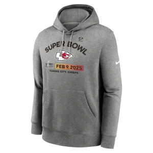 Kansas city chiefs nike super bowl lix fleece pullover hoodie Heather gray M