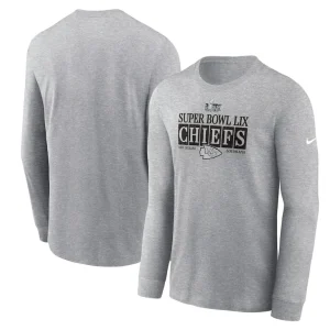 Kansas city chiefs nike super bowl lix nola inspired long sleeve t shirt Heather gray