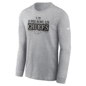 Kansas city chiefs nike super bowl lix nola inspired long sleeve t shirt Heather gray M